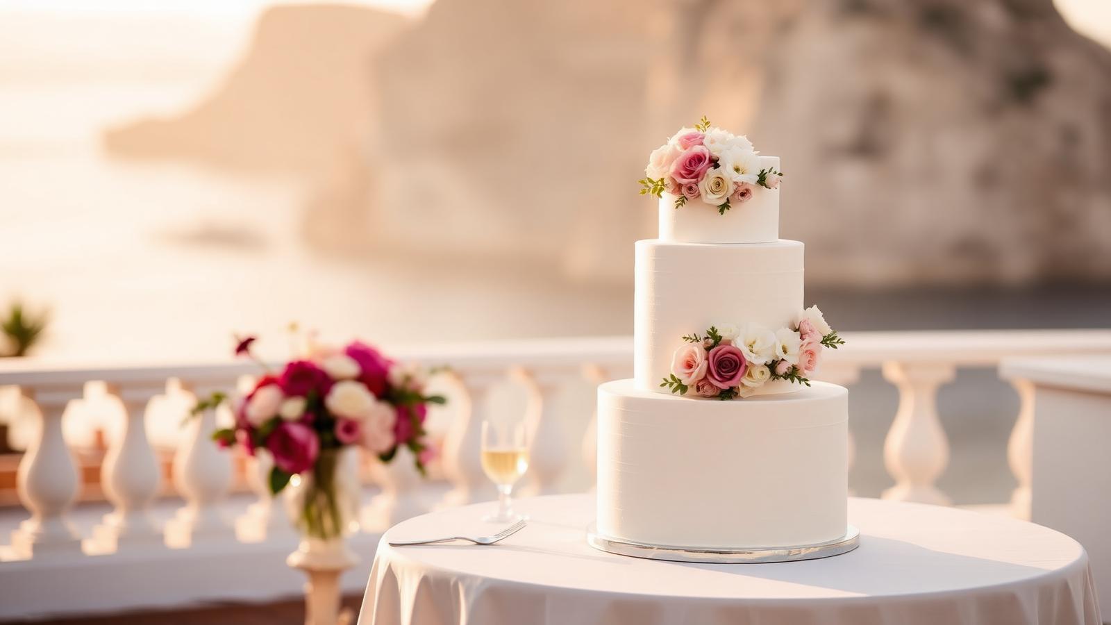 Wedding cake in Gibraltar, made by a French pâtissier