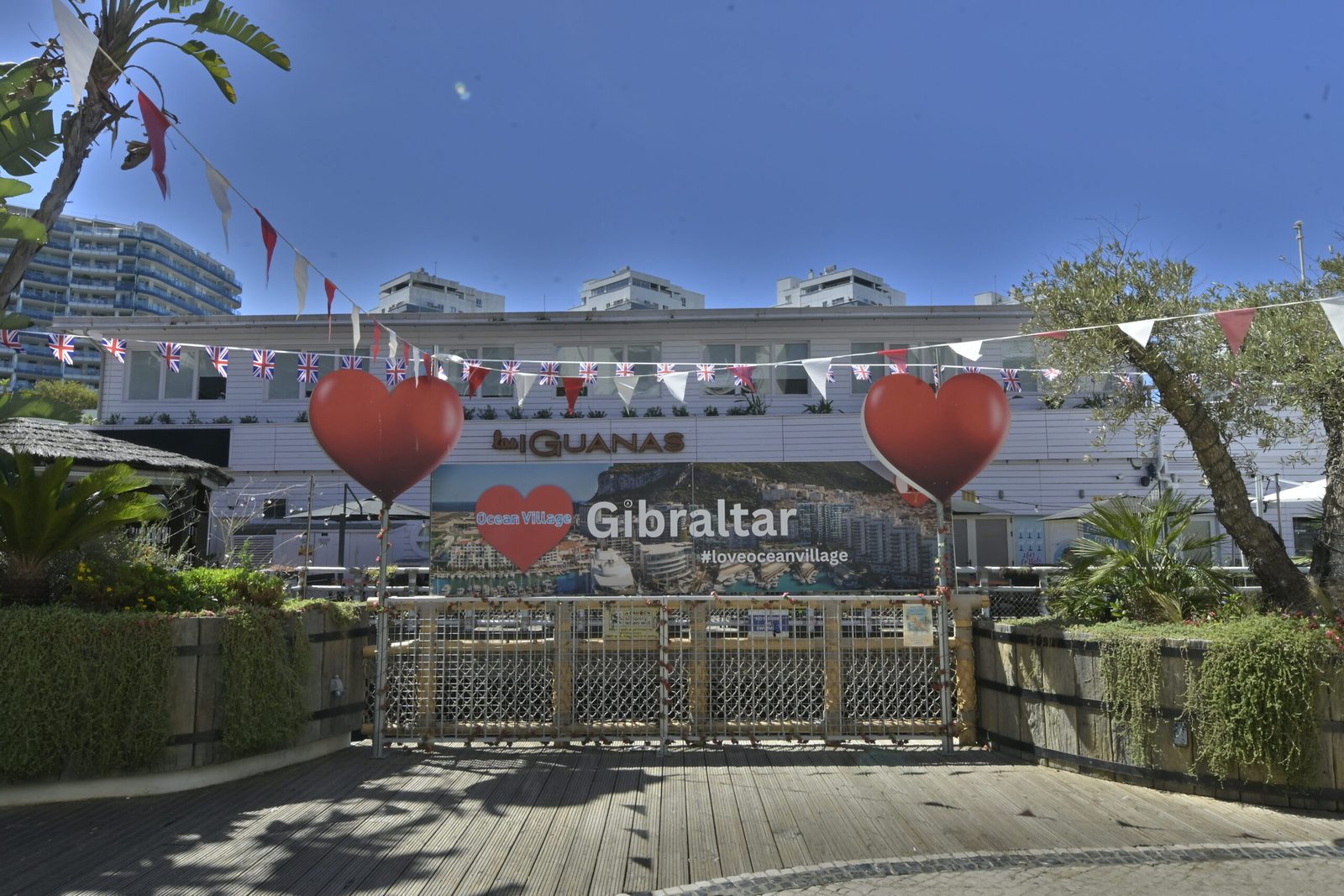 Terrace overlooking the Gibraltar marina